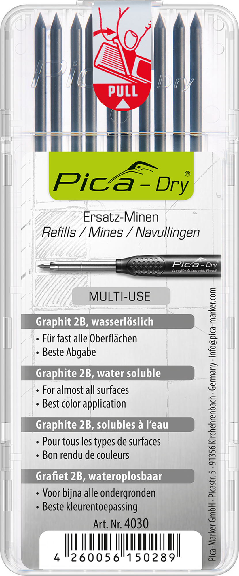 Pica DRY Ersatzminen 4030 Graphit 2B