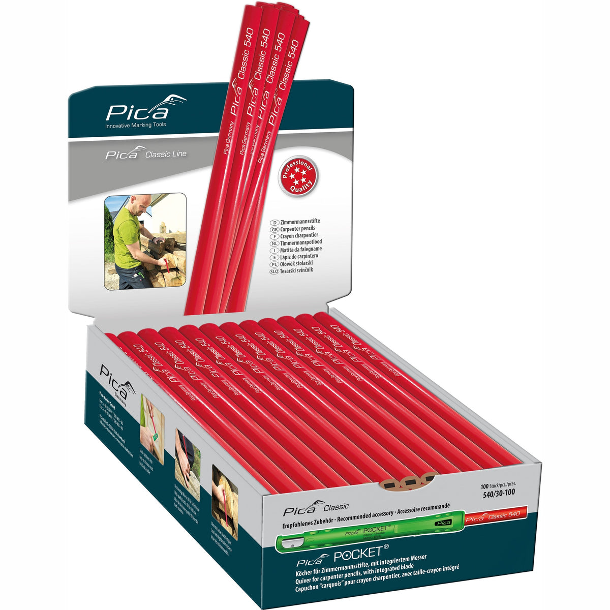 Pica Classic 540 Zimmermannstifte 30 cm in Verpackung